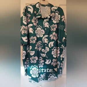 Michigan State Spartan Hawaiian Shirt Mens 4XL Green White Gray MSU NCAA Cruise